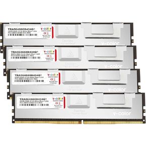 V-Color DDR5 256GB (64GBx4) 6000MHz CL34 4Gx4 2Rx4 OC R-DIMM (Overclocking ECC Registered DIMM) 1.25V Memory Ram for TRX50 Workstation (AMD Expo) (TRA564G60D434Q)