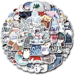 Winter - Themed Decal Set: 58PCS Charming and Unique Designs Including Snowflakes, Snowmen, Hot Cocoa Cups for Decorating Laptops, Notebooks, and Scrapbooks for Christmas Party Gifts for Kids Teens