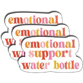 (3 Pcs) Emotional Support Water Bottle Sticker Funny Decals Waterproof Vinyl Sticker for Laptops Water Bottles Tumbler Car Truck Stickers Gifts Accessories Adults Kids Girls and Boys Size 3"x1.8"