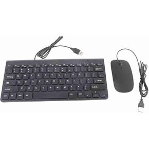 Ultra Thin Mini Wired Keyboard and Set Combo, Small Wired Keyboard and Plug and Play USB Interface, 1.3 Meter Cable, for Office Work and Entertainment (Black)