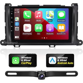 for Toyota Sienna Radio Compatible with Wireless Carplay Android Auto,Car Upgrade Android Stereo 8core Touchscreen Bluetooth Navigation GPS WiFi FM/AM Backup Camera Head Unit (for 2011-2014)
