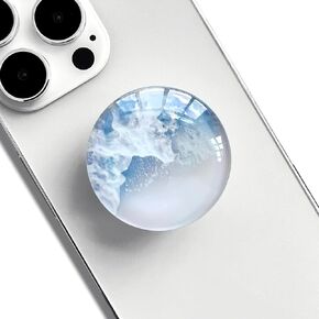 Clear Crystal Collapsible Expandiing Moblile Phone Grip Stand Holder for Smartphones and Tablets Cell Phone Accessory (White Wave)