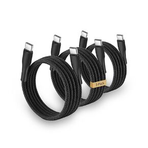 NENJI 3-Pack USB-C to USB-C 100W Fast Charging & Data Cable, 3.3FT Dark Grey – Compatible with iPhone 16/16 Plus/16 Pro Max/, MacBook Pro, iPad Pro, Dell XPS, Samsung Galaxy S24 Ultra, Pixel, Switch