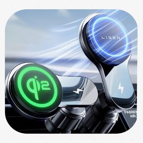 LISEN for Qi2 MagSafe Car Mount Charger, 15W QI2 Wireless Car Charger, Cooling with MagSafe Charger Car Mount Phone Holders for Your Car, Magnetic Car Charger for iPhone 16 Pro Max Plus 15/14/13 Mini