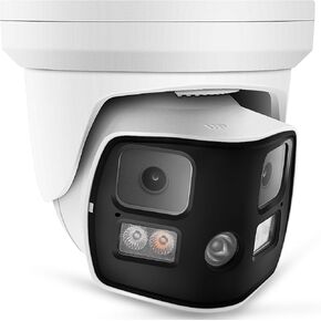 8MP 4K Dual Lens Poe IP Security Camera 180 Degree Panoramic Wide Angle, 98ft IR and Full Color Night Vision, H.265, IP66, ONLY Compatible with Hik-Vision Uniview NVR, Blue Iris, NDAA Compliant