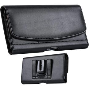 Holster for iPhone 16 pro 15 pro 14 Pro, 13 Pro, 16 15 14, Galaxy S22+, S22,S21 FE, S20, Premium Leather Belt Clip Case with Belt Loop Cell Phone Belt Holder Pouch Cover for Man-Black