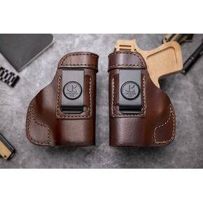 OUTBAGS USA LS2G30 (Brown-Right) Full Grain Heavy Leather IWB Conceal Carry Gun Holster for Glock 29 G29 10mm / Glock 30 G30 G30S G30SF .45ACP. Handcrafted in USA.