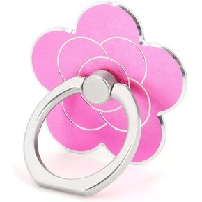 Flower Cell Phone Ring Holder - Flower Finger Ring Grip Stand - 360° Rotation 180° Flip - Universal Kickstand Compatible with All Smartphones (Pink)
