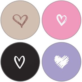Junddla（4 Pack） Cellphone Stand,Cell Phone Finger Foldable Holder Grip for Smartphones and Tablets - Black Pink Purple White Heart, HOUJ-47