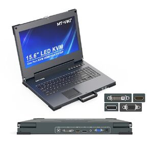 MT-VIKI 4K 15.6'' Single-Port LCD KVM Console, Integrated with VGA/HDMI/Displayport/DVI Input Port & 3.5mm Audio, 4K@60Hz, HDMI 2.0, HDCP 2.2, DP1.3