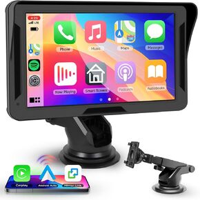 Hodozzy Protable Wireless Carplay Car Radio, 7 Inch Carplay & Andrid Auto Touch Screen for Car, Car Audio Receiver,DSP/Voice Control/Bluetooth/FM/AUX/TF Card/Mirror Link