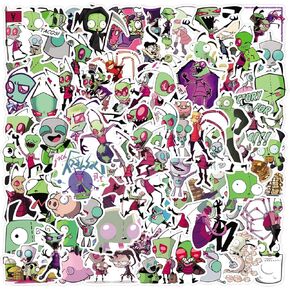 100PCS Invader Zim Merch Stickers, Anime Comedy Movie Vinyl Waterproof Stickers for Laptop Bumper Skateboard Water Bottles Computer Phone Decals for Adult Teens Party Favors