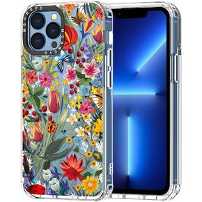 MOSNOVO Case for iPhone 13 Pro Max, [Buffertech 6.6ft Military-Grade Drop Protection] [Anti Peel Off Tech] Clear TPU Bumper Phone Case Cover Design - in The Garden