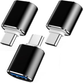 USB C to USB Adapter, 3 Pack USB-C Male to USB-A Female 3.1 Gen 1 5Gbps for MacBook Pro/Air, Nexus 7/8/9, Chromebook Pixel, Dell XPS, iPad Pro, Android, Type C to USB OTG, BLACK