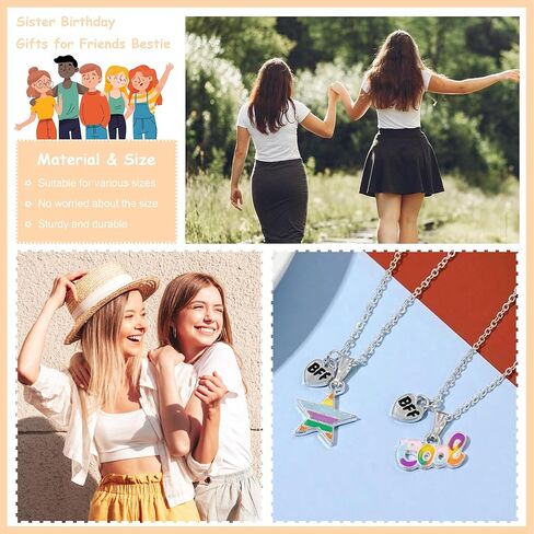 قلادة الصداقة BFF قلادة للفتيات 2/3/4 أفضل صديق قلادة الأخت قلادة الحب القلب قلادة قلادة هدايا عيد ميلاد الأخت للأصدقاء Bestie in Kuwait