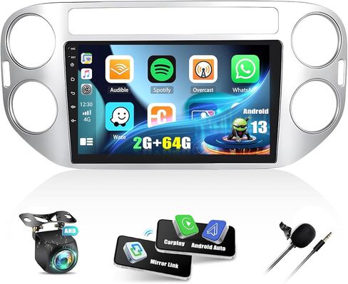 2G+64G Android 13 Car Stereo for VW Volkswagen Tiguan 2010-2015 مع Carplay Android Auto ، 9 بوصة شاشة VW Car Radio مع رابط المرآة WiFi GPS Navigation Bluetooth FM/RDS SWC+الكاميرا الخلفية الخلفية in Kuwait