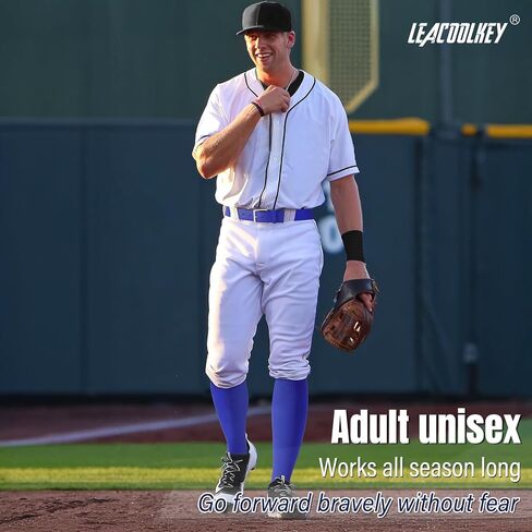 LEACOOLKEY Baseball Belt and Socks Combo Set 3 Pairs of Softball Socks and 1 Pack Elastic Belt for Youth and Adult in Saudi Arabia