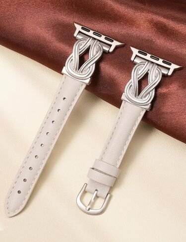 Wearlizer Leather Band Compatible with Apple Watch Bands for Women 40/38/41/44/42/45/46/49mm Fancy Dressy Slim Bracelet with Design Interlock Buckle for iWatch Series 10 9 8 Ultra SE 7 6 5 SE 4 3 2 1 in Kuwait