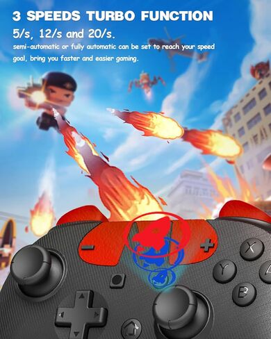 Wireless Switch Controller for Kids, Switch Controller Compatible with Switch/Switch Lite/OLED/ PC, Switch Pro Controller with 6-Axis Gyro, Single Programe, Dual Vibration, 3 Speed Turbo, One-Key Wake Up, Share, Gift for Gamer Girls Boys in Kuwait