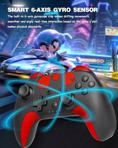 Wireless Switch Controller for Kids, Switch Controller Compatible with Switch/Switch Lite/OLED/ PC, Switch Pro Controller with 6-Axis Gyro, Single Programe, Dual Vibration, 3 Speed Turbo, One-Key Wake Up, Share, Gift for Gamer Girls Boys in Kuwait