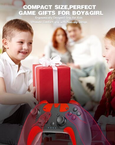 Wireless Switch Controller for Kids, Switch Controller Compatible with Switch/Switch Lite/OLED/ PC, Switch Pro Controller with 6-Axis Gyro, Single Programe, Dual Vibration, 3 Speed Turbo, One-Key Wake Up, Share, Gift for Gamer Girls Boys in Kuwait