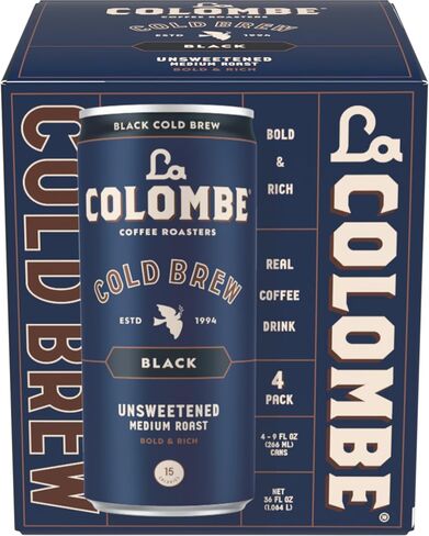 La Colombe Brazilian Cold Brew - 9 Fl. Oz. 4 Pack - 100% Arabica, Single-Origin, Cold Pressed Espresso Coffee, 15 Calories, Double-Filtered, Bold & Rich Coffee, 120mg Natural Caffeine in Saudi Arabia