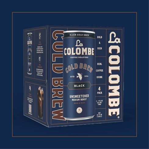 La Colombe Brazilian Cold Brew - 9 Fl. Oz. 4 Pack - 100% Arabica, Single-Origin, Cold Pressed Espresso Coffee, 15 Calories, Double-Filtered, Bold & Rich Coffee, 120mg Natural Caffeine in Saudi Arabia