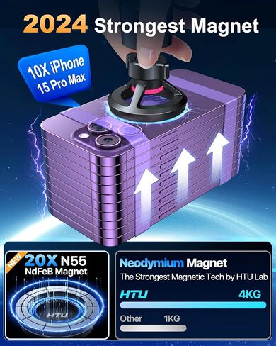 HTU لـ Magsafe Car Mount مع تثبيت ، حامل هاتف مغناطيسي 5 في 1 لبطولة الزجاج الأمامي للوحة القيادة ، كوب شفط قابل للانحناء ، لـ iPhone 15 14 13 12 ، شحن غير مدعوم ، Dark Rose in Kuwait