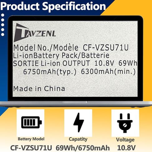 CF-VZSU71U 69WH استبدال البطارية لـ Panasonic Toughbook CF-53 CF-31 CF-30 Series CF-VZSU72U CF-VZSU1430U CF-VZSU46 CF-VZSU46S CF-VZSU46U in Kuwait