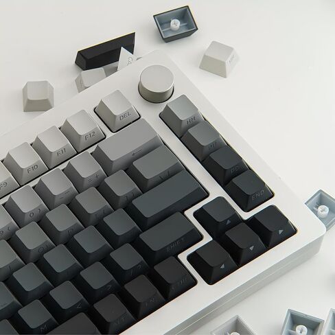 Custom PBT Keycaps, Midnight Gradient Black Grey Keycaps, Shine Through Double Shot Side Print 136 Keys OEM Profile Keycap Set for 60% 65% 75% 100% Mechanical Gaming Keyboards in Saudi Arabia