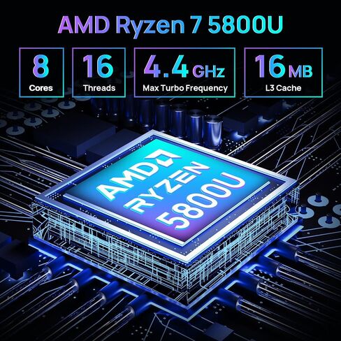 HA-2 Mini PC, AMD Ryzen 7 5800U (8C/16T, up to 4.4Ghz), 16GB RAM 1TB M.2 2280 SSD, Win 11 Pro Mini Desktop Computer 4K@60Hz HD 2.0/DP/Type-C/WiFi 6/BT5.2/USB3.2 in Saudi Arabia