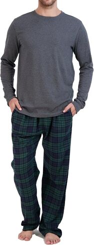 Bottoms Out Men's Pajama Set, Long Sleeve Cotton Top and Flannel Comfy Pants, Cozy in Kuwait