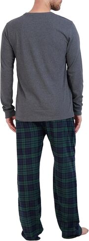 Bottoms Out Men's Pajama Set, Long Sleeve Cotton Top and Flannel Comfy Pants, Cozy in Kuwait