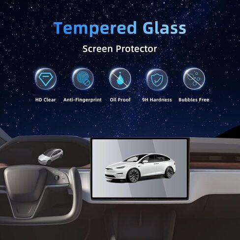 حامي شاشة زجاجي مقسّرات متوفرة مع 2025-2021 Tesla Model X/Model S 17 بوصة الشاشة اللمس و 9.4 بوصة الشاشة الخلفية HD Clear Cover Film in Kuwait