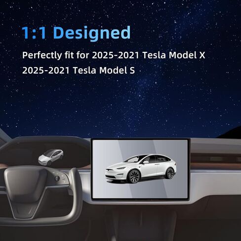 حامي شاشة زجاجي مقسّرات متوفرة مع 2025-2021 Tesla Model X/Model S 17 بوصة الشاشة اللمس و 9.4 بوصة الشاشة الخلفية HD Clear Cover Film in Kuwait