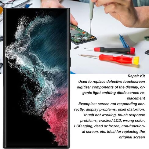 6.8 OLED Original for Galaxy S22 Ultra, LED LCD Display Digitizer Assembly S22ultra 5G S908B, LCD Screen Replacement with Frame, EU International Version (Black) in Saudi Arabia
