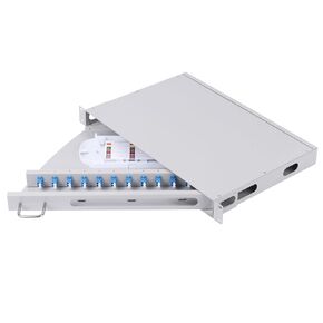 LC-SM 12 Duplex 24 Port Rack Mount Enclosure Box with Splice Tray (Rotating Type, with Fiber Pigtails and Couplers) Fits for 19" Rack Cabinet