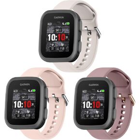 3-Pack Bands Compatible with Garmin Bounce Watch Bands, Soft Silicone Waterproof Sport Wristband for Garmin Bounce Smartwatch