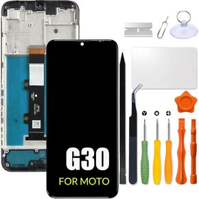 Replacement for Motorola Moto G30 LCD Screen with Frame for Moto XT2129 XT2129-1 XT2129-2 XT2129-3 Screen Touch Digitizer Assembly LCD Display with Repair kit(Black with Frame)