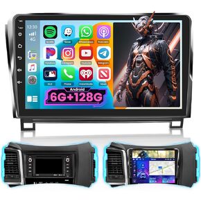 8Core 6+128G Car Stereo for Toyota Tundra 2007-2013/Toyota Sequoia 2008-2018 with Wireless Apple Carplay Android Auto, 9 Inch 1280*720 Touch Screen Car Radio with DSP BT 5.0 GPS WiFi + Backup Camera