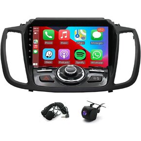 4GB+64GB Car Radio Stereo fit for Escape 2013 2014 2015 2016 2017 2018 2019, 9'' Touchscreen Carplay/Android Auto Car Stereo Multimedia Player with GPS WiFi FM AUX USB Backup Camera