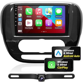 for KIA Soul Radio 2014 2015 2016 2017 Manual A/C Compatible with Wireless Carplay Android Auto,Car Upgrade Stereo Touchscreen Bluetooth Navigation GPS WiFi FM/AM Backup Camera Head Unit