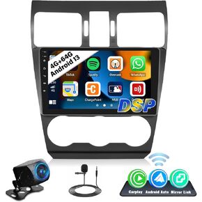 UNITOPSCI 4G+64G Android Car Stereo Radio for Subaru Forester WRX Impreza 2015-2018 CarPlay Android Auto Bluetooth 5.0 GPS 9 Inch 1280 * 720 Touchscreen DSP 32 EQ FM/RDS WiFi SWC Backup Camera Mic