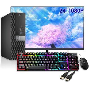 Dell Optiplex 5040 SFF Computer Desktop PC and Monitor 24" 1080p, Intel Core i5-6500, 8GB RAM, 256GB SSD, Wired Keyboard & Mouse, Displayport, WiFi, BT, Windows 10 Pro (Renewed)