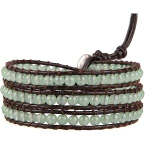 KELITCH Skull 3 Wrap Leather Bracelet Punk Beaded Bracelets Stackable Gothic Bangle Bracelets