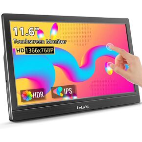شاشة تعمل باللمس المحمولة 11.6 بوصة ، HDR 1366x768p شاشة شاشة خارجي صغير مع منفذ USB C HDMI لجهاز الكمبيوتر المحمول/التوت PI/PHONE/PC/XBOX/PS3/4
