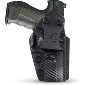 Concealed Carry Iwb Kydex Holster - by | Lined Inside for Strong Retention and Maximum Protection Reinforced Plastic Clip Carbon Fiber Lightweight Durable Walther PPQ / P99