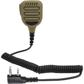 Police Heavy Duty Speaker Mic Hands Free Microphone Hand Held Radio Lapel Mic Shoulder Mics Compatible for baofeng Retevis Kenwood rt21 uv-5r ar152 Walkie Talkies(IP65 Waterproof) (TAN)