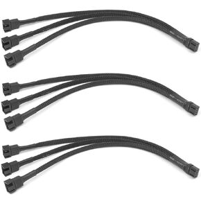 3 Way 4 Pin Fan Splitter Cable, 3 Pcs PC Fan Splitter 1 to 3 Converter, 12 Inch PC Fan Extension Cable, PC Case Fan Header Splitter for Computer Case 4-Pin/3-Pin Cooling Fan Cable