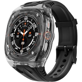 Delidigi Rugged Band and Clear Bumper Case Compatible for Samsung Galaxy Watch Ultra 47mm, Galaxy Watch Ultra Band with Protective Case Bumper Cover